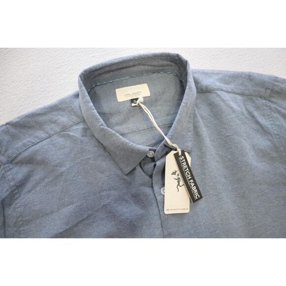 Civil Society Dress Shirt Heather Blue Stretch Button Up Mens Size XL NWT - Picture 5 of 8